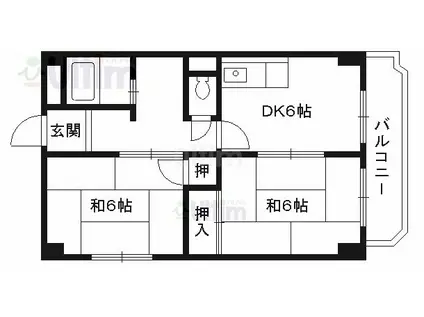 セブンロード(2DK/4階)の間取り写真