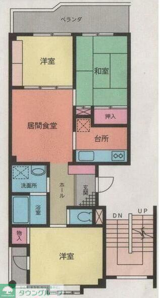 寺山ハイツ(3LDK/2階)の間取り写真