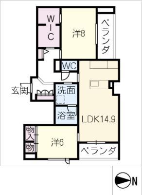 カーサ コーシェリ(2LDK/4階)の間取り写真