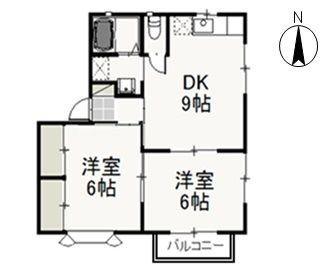 シャトレ・ファミーユA(2DK/2階)の間取り写真