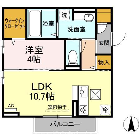 フェリエIII(1LDK/1階)の間取り写真