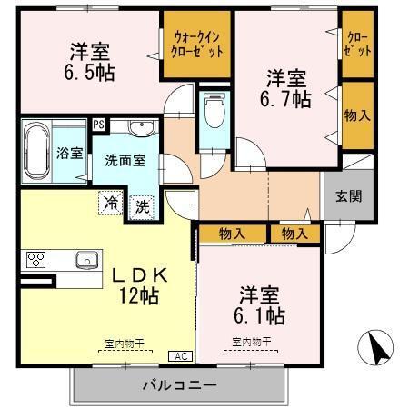 クオーレA棟(3LDK/2階)の間取り写真