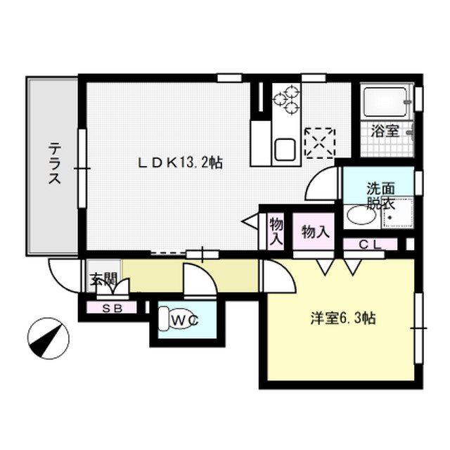 シャーメゾンリオA棟(1LDK/1階)の間取り写真