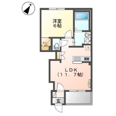 シャルール(1LDK/1階)の間取り写真