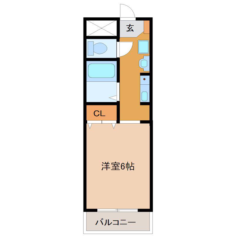 大保ハイツB(ワンルーム/3階)の間取り写真