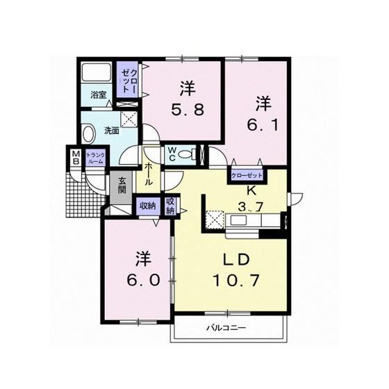 ファーストレジデンス(3LDK/2階)の間取り写真