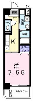 アルカンシェル(1K/1階)の間取り写真