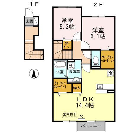 グランシャリオ(2LDK/2階)の間取り写真