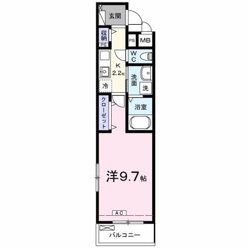 フィオーレ林町(1K/2階)の間取り写真