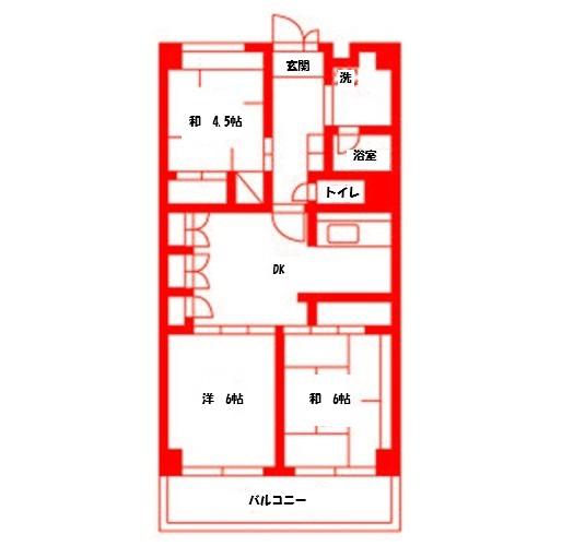 テレパレス横須賀(3DK/3階)の間取り写真