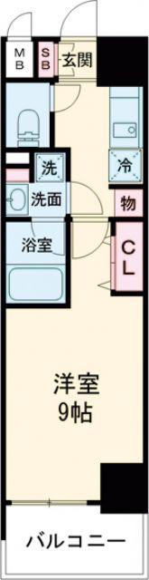 FUTURE宿院(1K/12階)の間取り写真