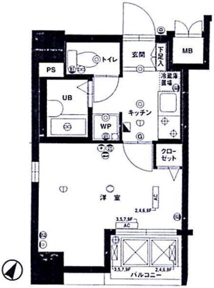 エスコート東大前(1K/9階)の間取り写真