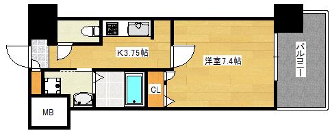 S-RESIDENCE国泰寺町一丁目(1K/14階)の間取り写真