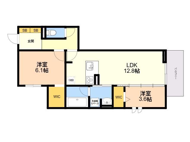 D-ROOM樋井川4丁目(2LDK/2階)の間取り写真