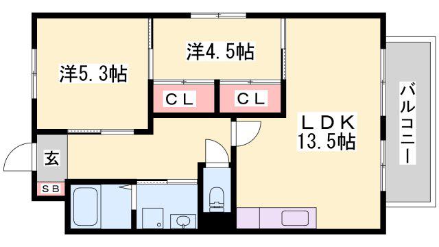 ヴィークル白浜(2LDK/6階)の間取り写真