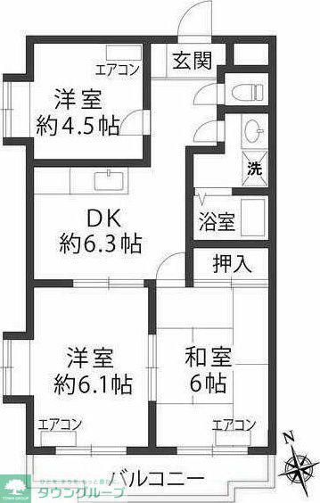 ラークハイツ座間(3DK/3階)の間取り写真