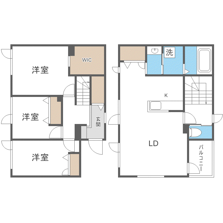 LEAFY FORET B棟(3LDK/1階)の間取り写真