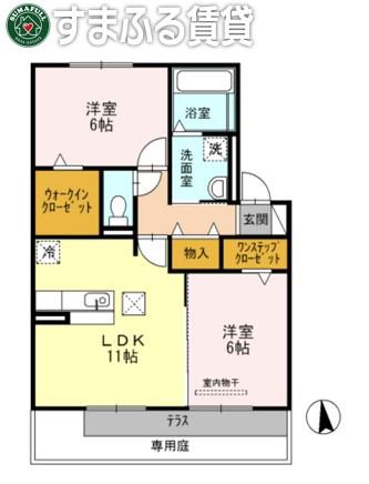ル・ウィット(2LDK/1階)の間取り写真