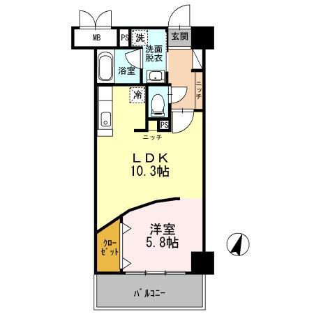グランドウェルストーン(1LDK/5階)の間取り写真