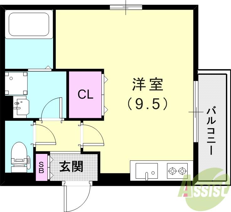カメリア(ワンルーム/2階)の間取り写真