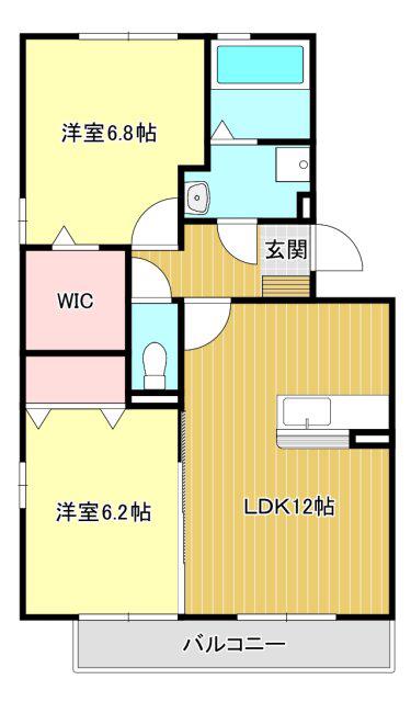 メゾンプレーヌ天竜川A(2LDK/3階)の間取り写真