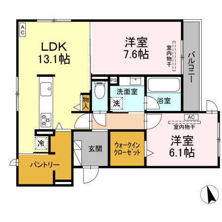 MUGUETE(2LDK/3階)の間取り写真
