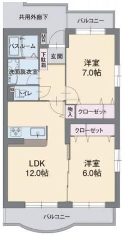 アビタシオンA(2LDK/3階)の間取り写真