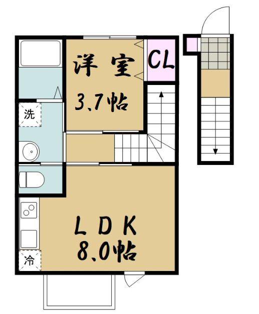コンフォール萩野町I(1LDK/2階)の間取り写真