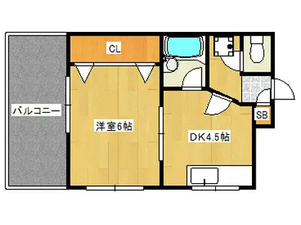 ソレイユパレス(1DK/3階)の間取り写真