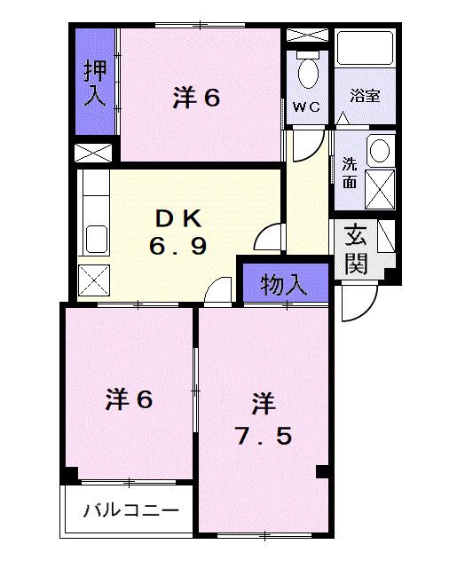 サニ-メゾン コスモス(3DK/1階)の間取り写真