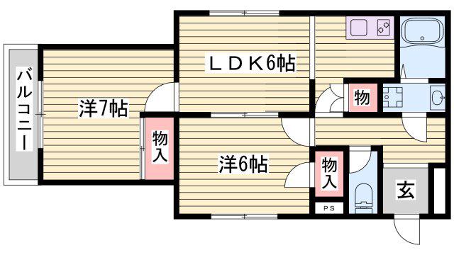 カミーリア神戸西(2LDK/2階)の間取り写真