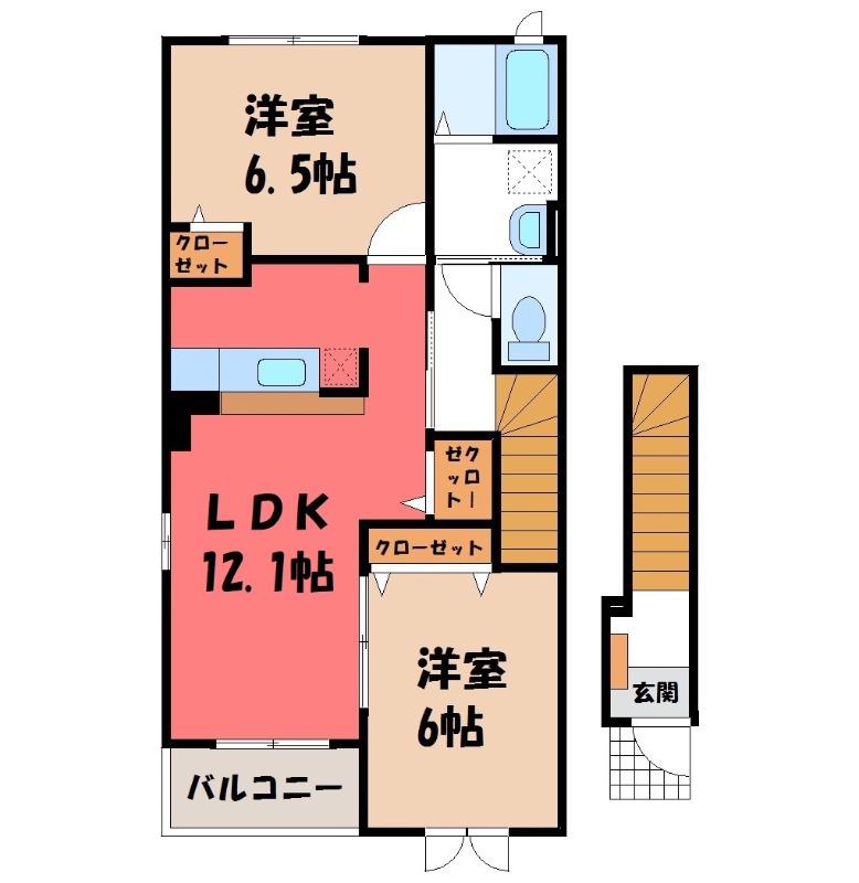 グリーンオアシスB(2LDK/2階)の間取り写真