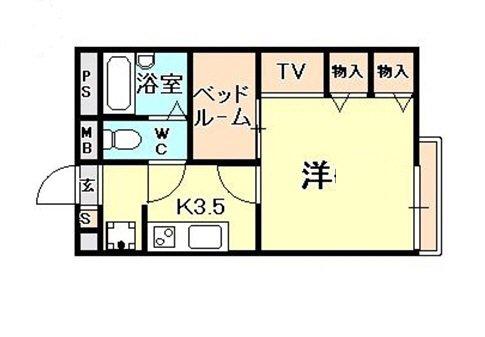 レオパレスウグイス(1K/1階)の間取り写真