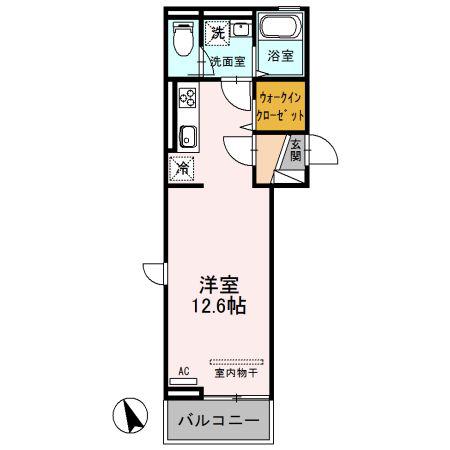 デルソーレ(ワンルーム/3階)の間取り写真