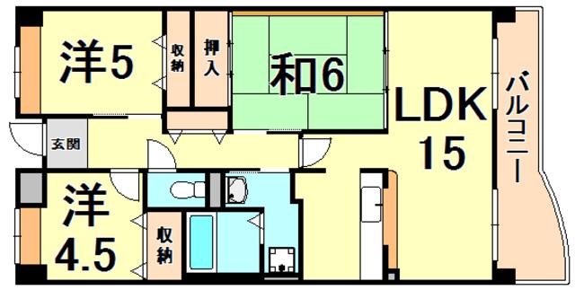 アメニティコート西宮北口(3LDK/7階)の間取り写真