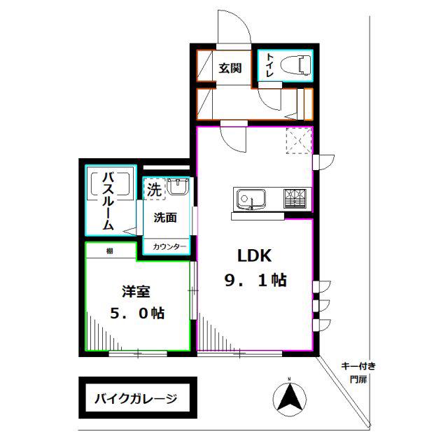 クレールムサシ(1LDK/1階)の間取り写真