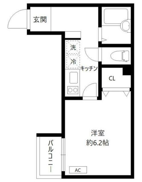 B′CASA TSURUMI(1K/2階)の間取り写真