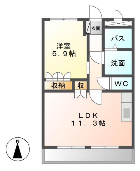 ラピュタ壱番館(1LDK/1階)の間取り写真