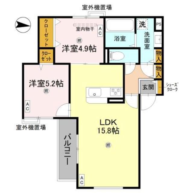 D-ROOM SUMIE イースト(2LDK/2階)の間取り写真