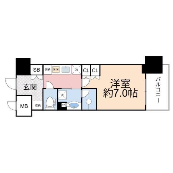 ザ・パークハビオ都島フロント(1K/13階)の間取り写真