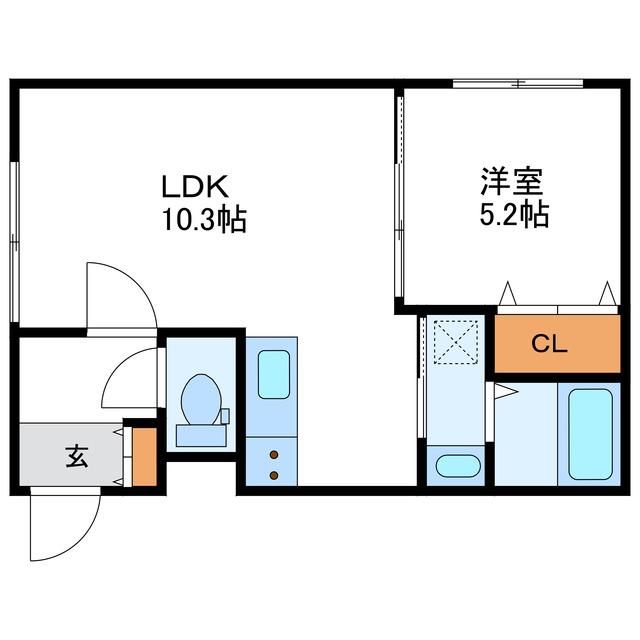 グランメール 北24条駅前(1LDK/2階)の間取り写真