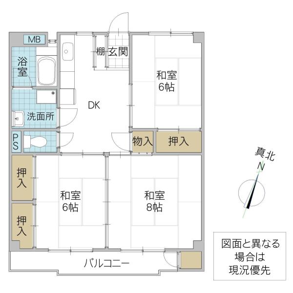CASA F(3DK/1階)の間取り写真