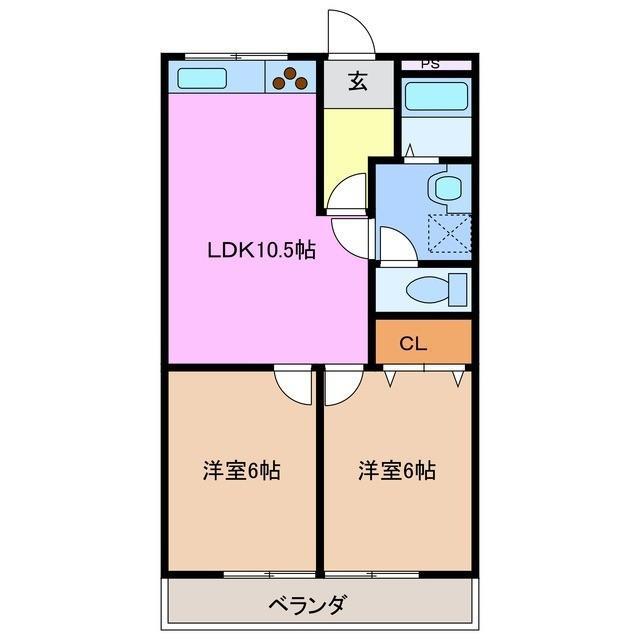 フィレンツェ津(2LDK/3階)の間取り写真