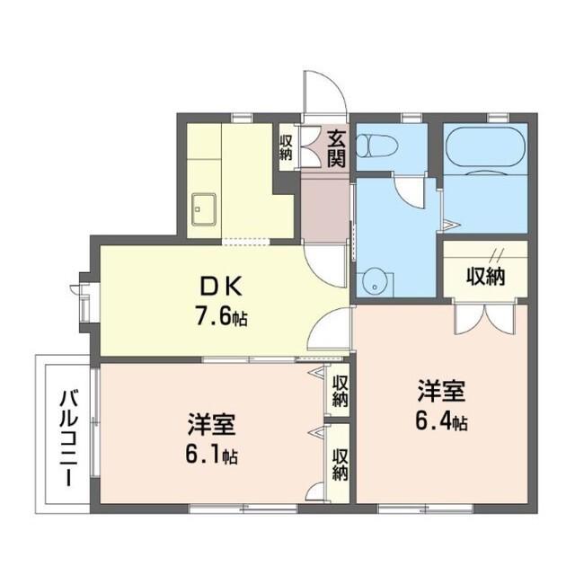 ジュネス岩井(2DK/2階)の間取り写真