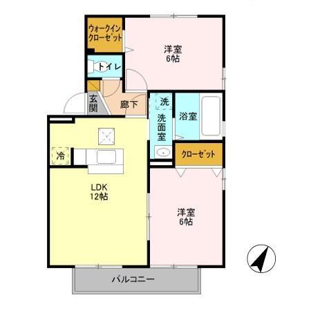 ロイヤルヒルズ I/II(2LDK/1階)の間取り写真