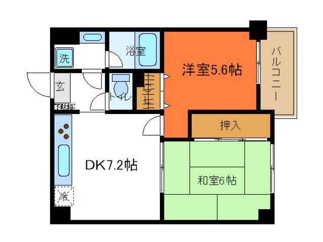 グランシャリオ国立(2LDK/8階)の間取り写真