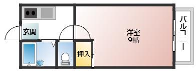 アビタシオン庚午 A棟(1K/1階)の間取り写真