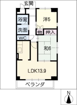アビタシオン甚目寺(2LDK/1階)の間取り写真