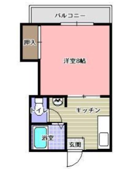 シャンブルボヌール(1K/2階)の間取り写真