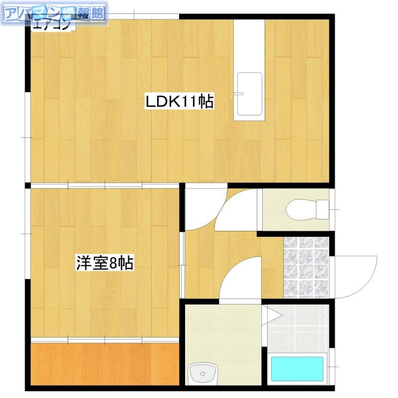 シェブラン(1LDK/2階)の間取り写真
